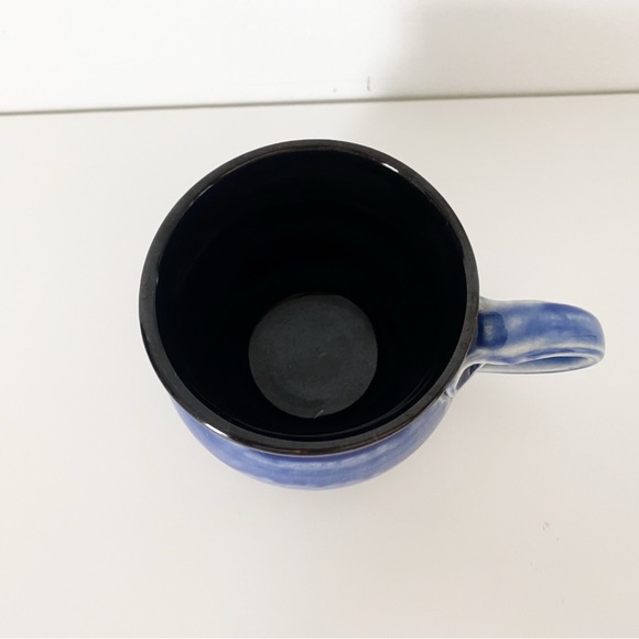 Handmade Pottery Mug with Handle, Blue with Brown - Picture 3 of 6